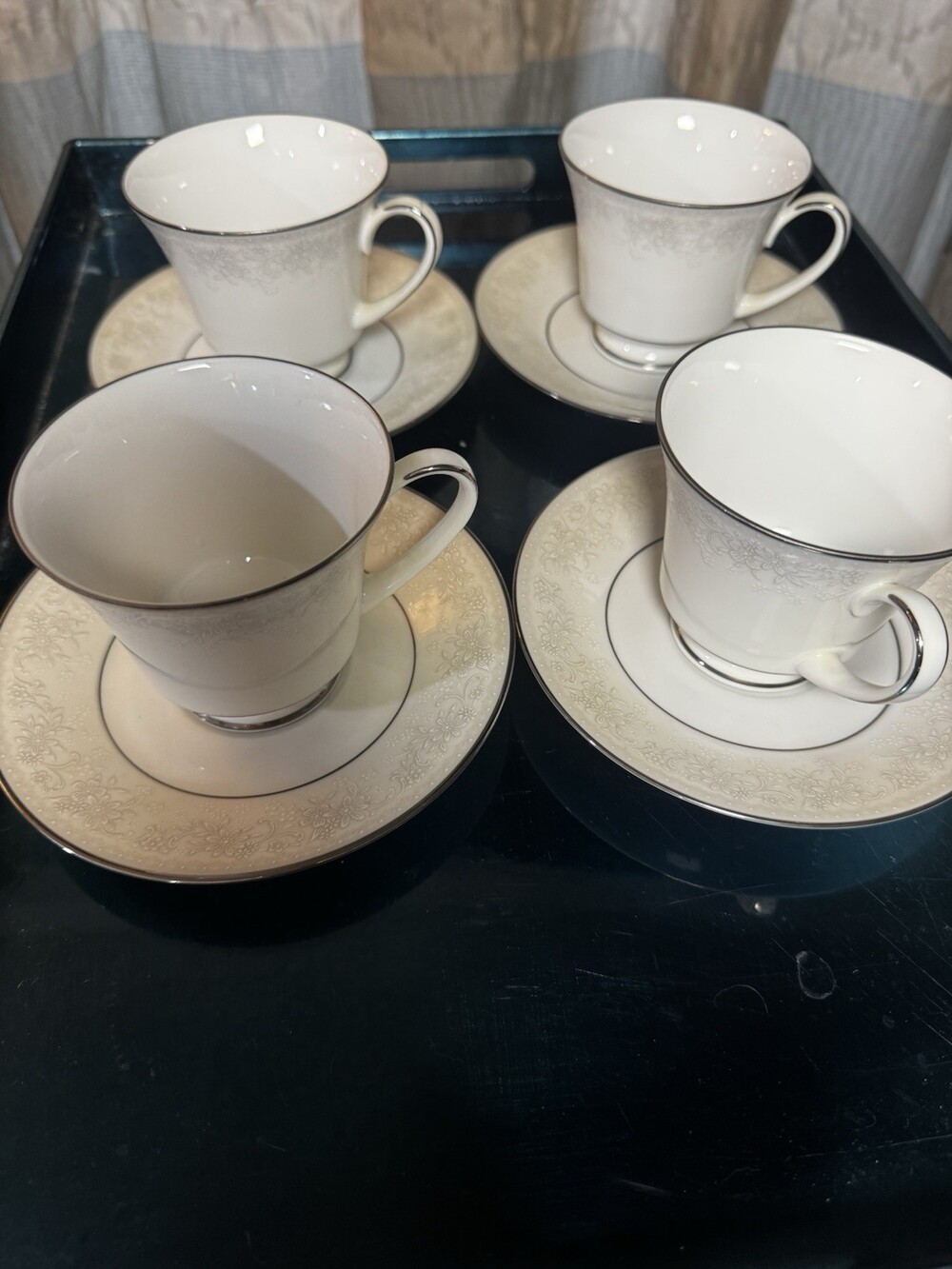 NORITAKE CONTEMPORARY Misty ~ SET OF 4 CUPS & SAUCERS